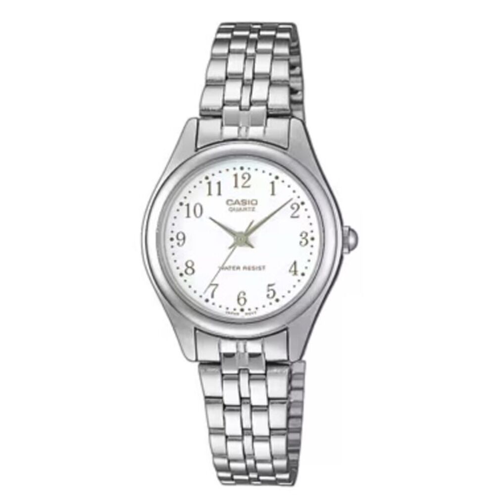 Casio Women’s Silver Stainless Steel Watch with White Dial - LTP-1129A-7B